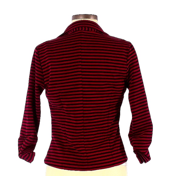 Red and navy striped blazer with ruched sleeves from Have, size medium - Picture 2 of 8
